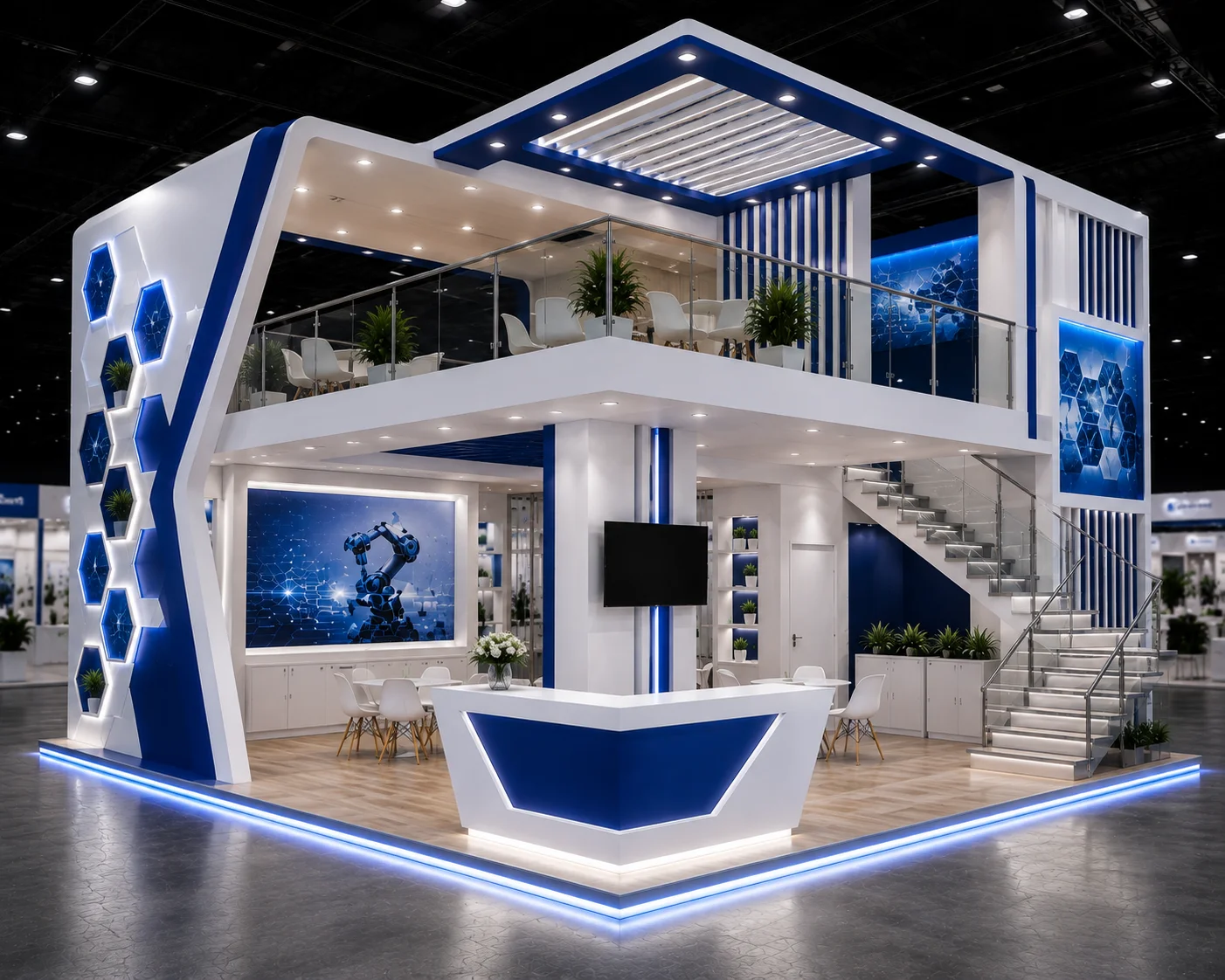 double decker exhibition stand for indus tech expo